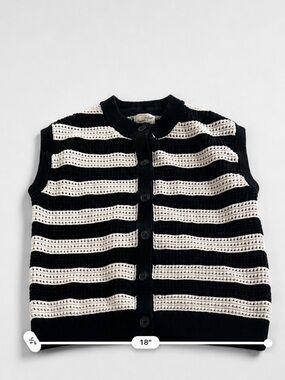 Universal Thread Black and Ivory Crochet Stripe Vest